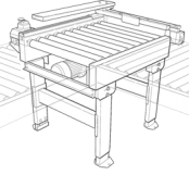 Роликовый конвейер с поперечным толкателем D90 Роликовый конвейер с поперечным толкателем D90